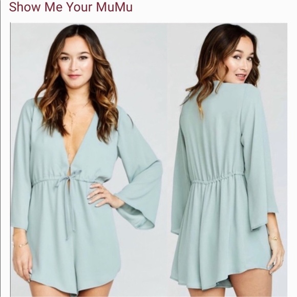 Show Me Your Mumu Roxy Romper Silver Sage Size Small - Picture 2 of 13